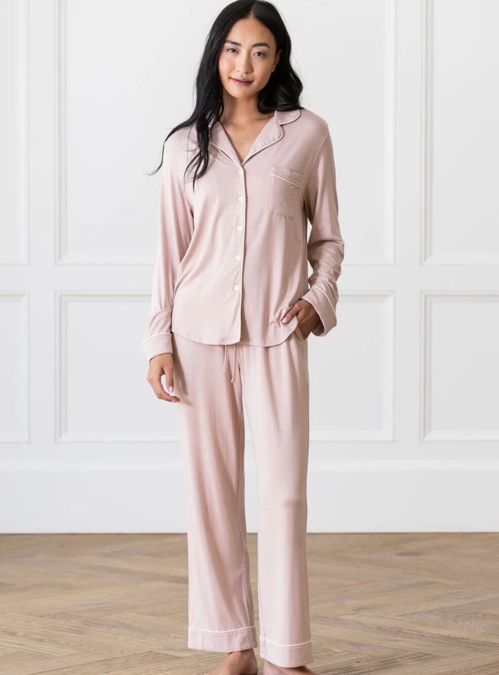 Cozy Earth Bamboo Stretch-Knit Long Sleeve Pajama Set Blush XXL NWT